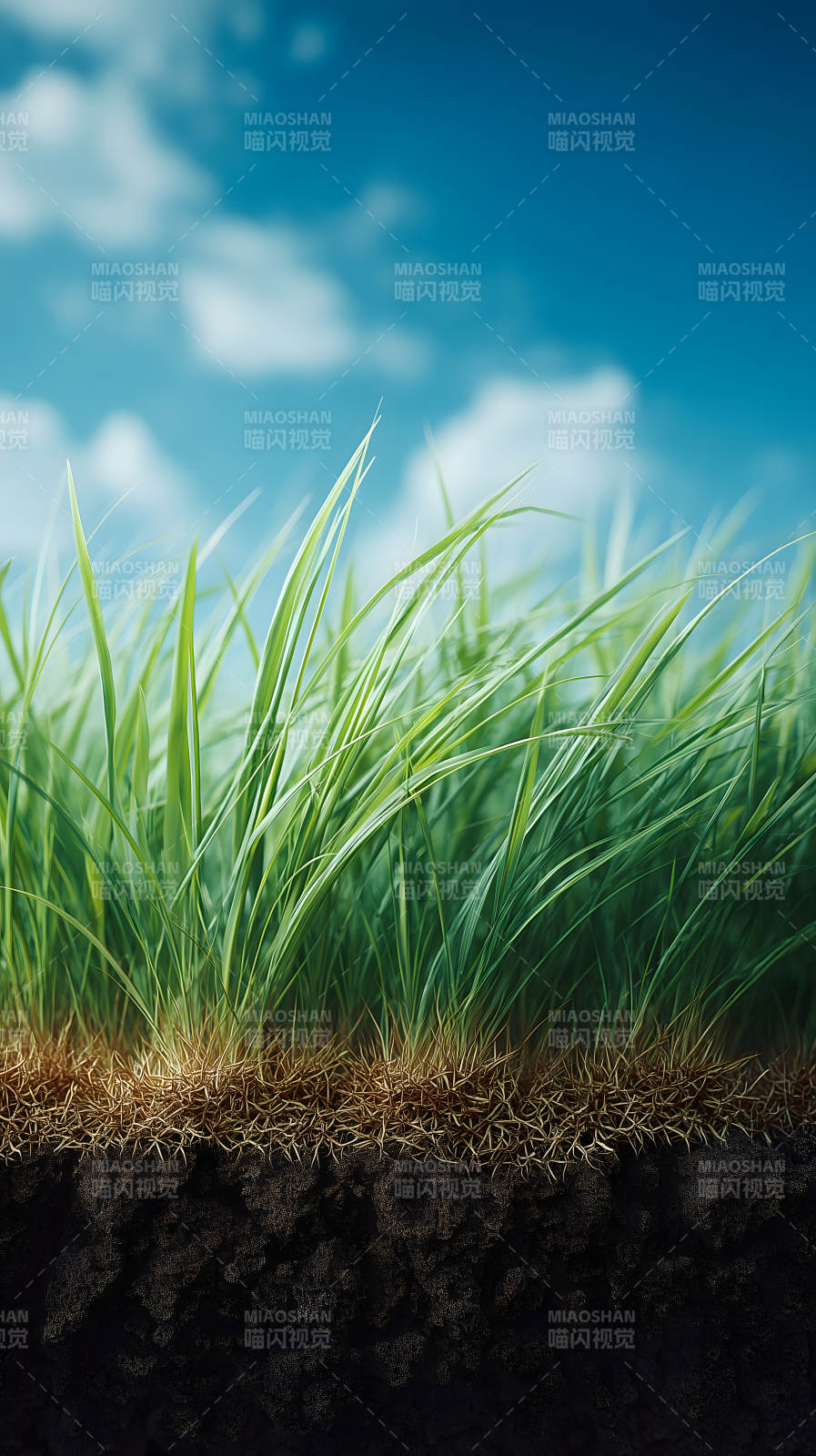 绿草蓝天下的景象图片
