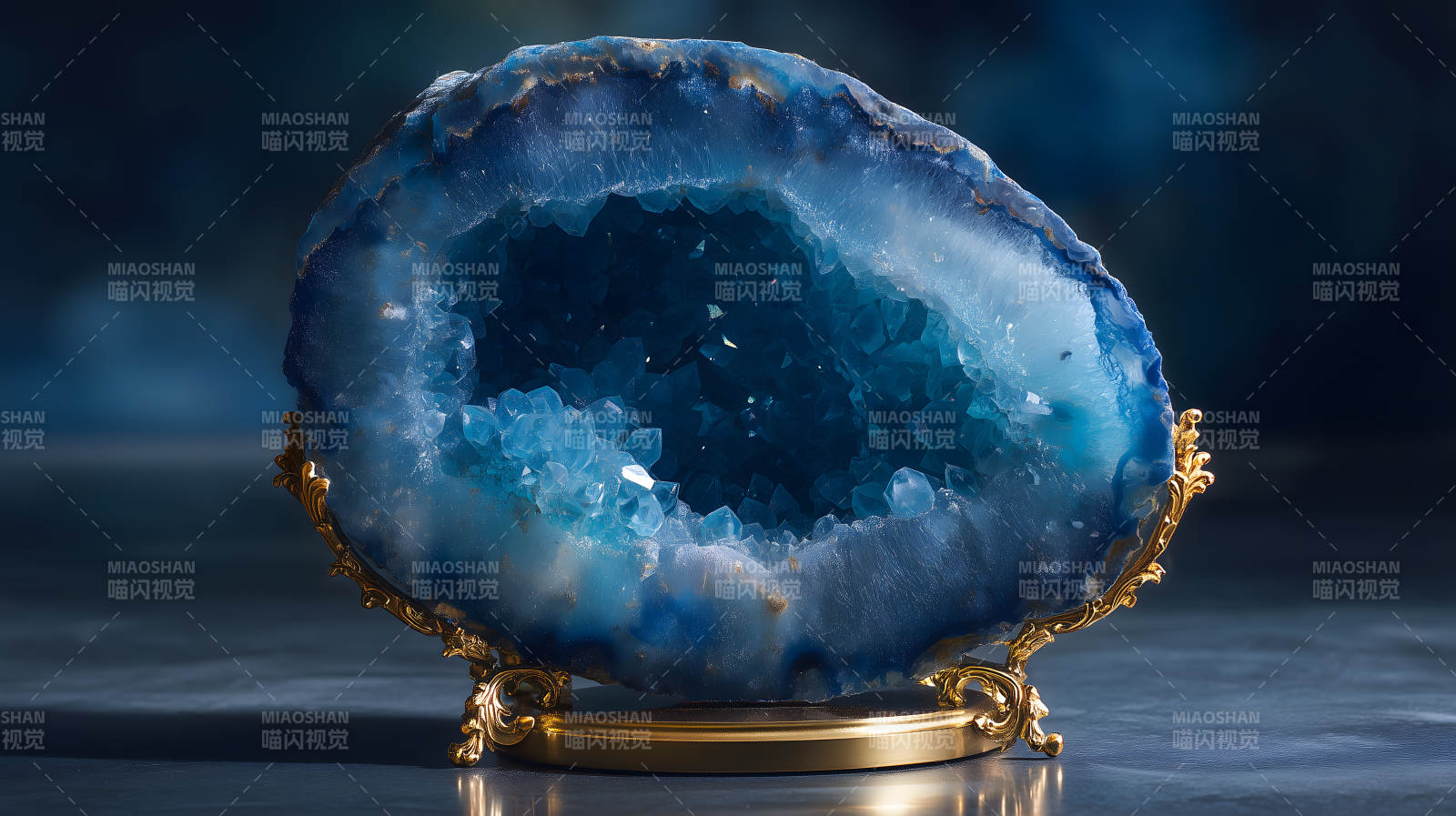 蓝色水晶装饰宝石艺术品图片