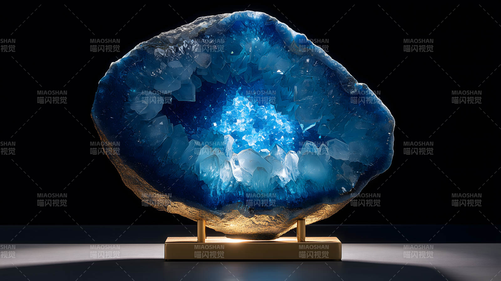 蓝色水晶艺术品图片