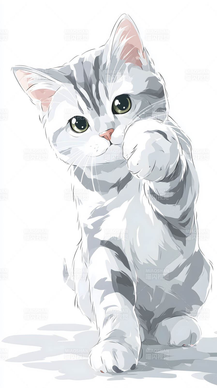 可爱猫咪伸爪打招呼图片