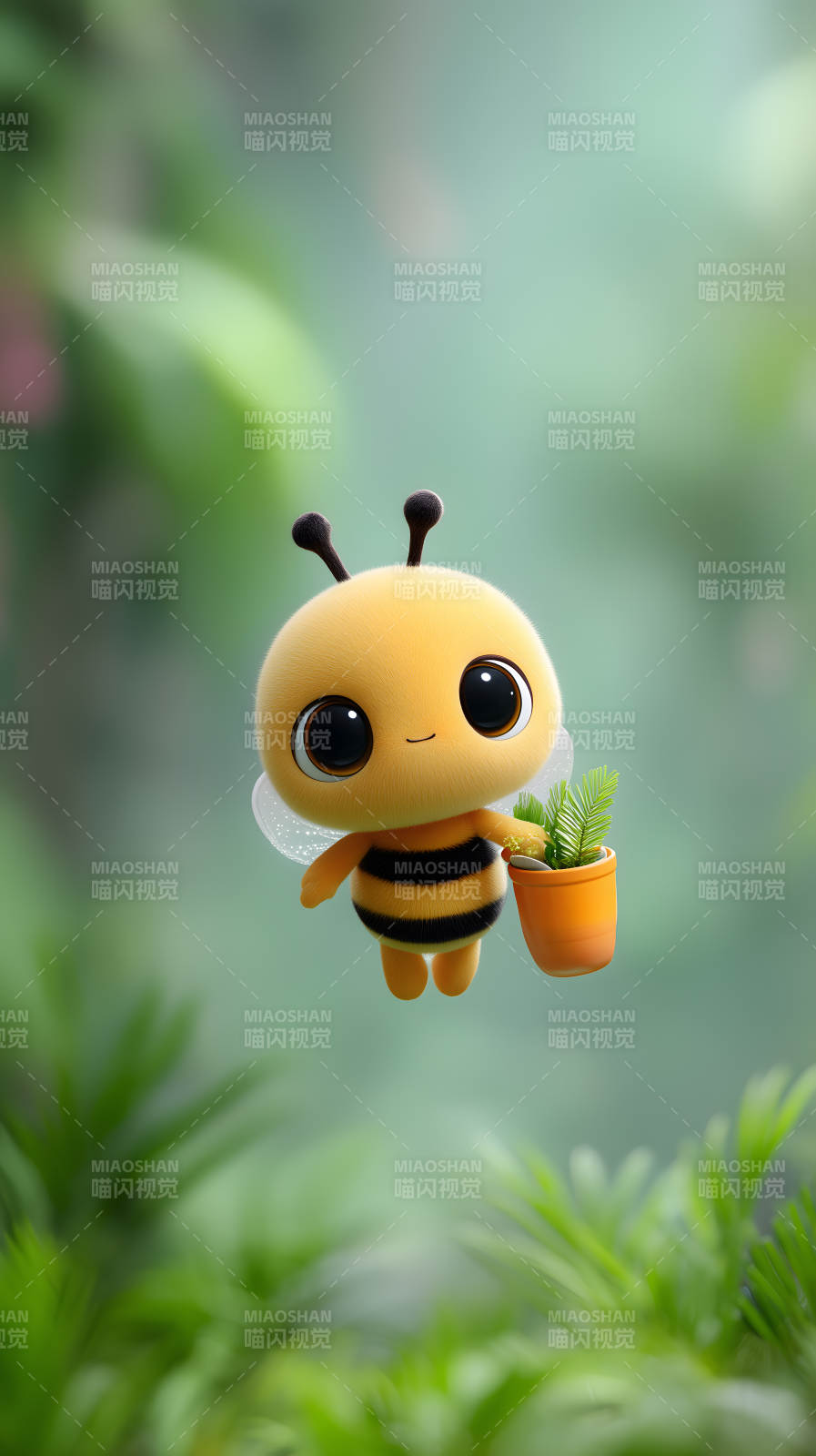 可爱小蜜蜂捧花图片