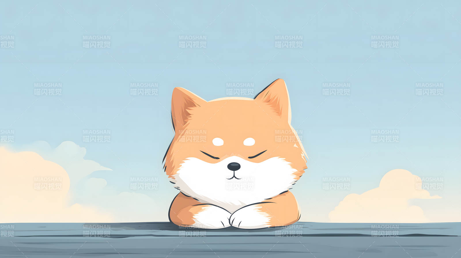 可爱柴犬闭目养神图片