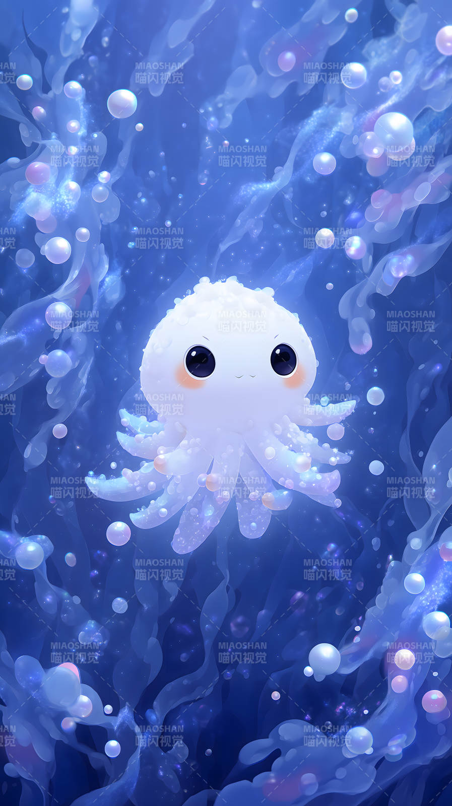 可爱的小章鱼在水中图片