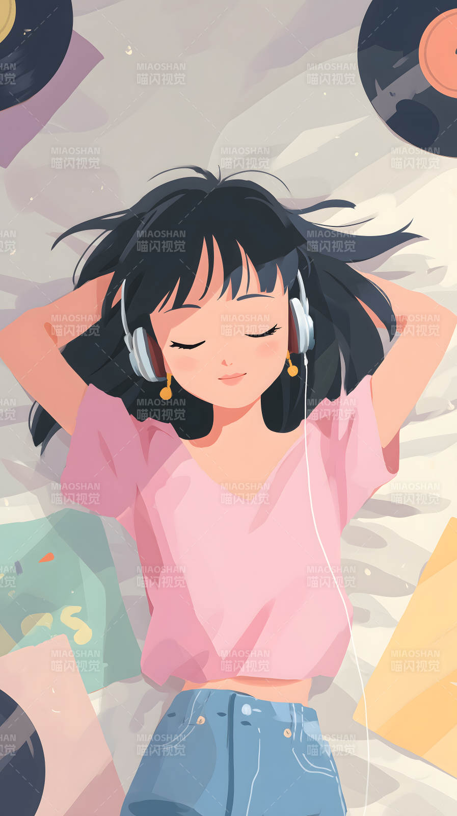 女孩听音乐休闲图片