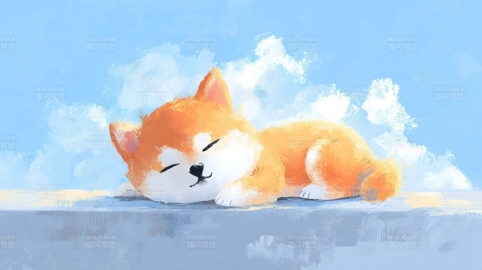 可爱柴犬慵懒午睡图片