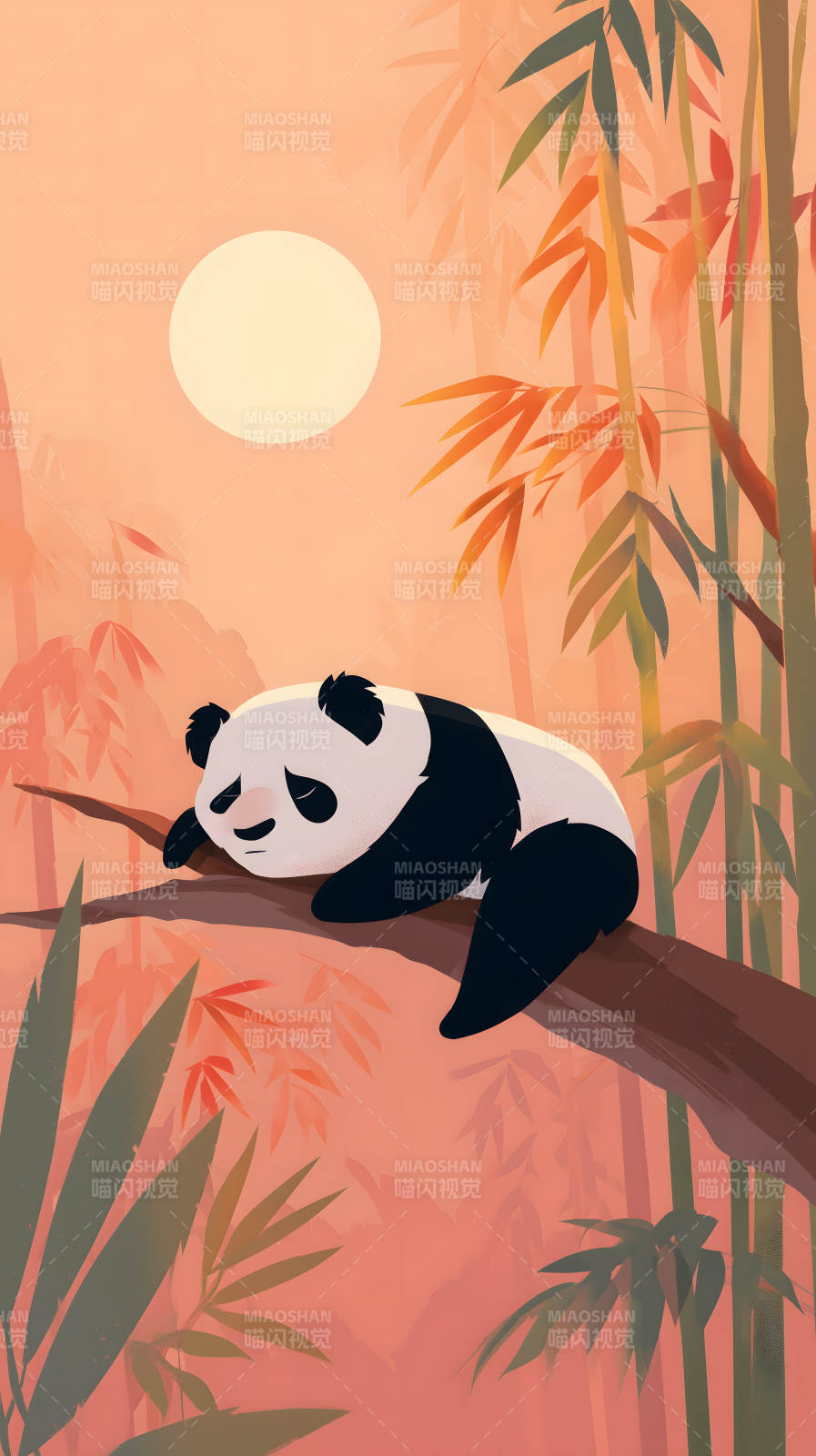 熊猫竹林休息图片