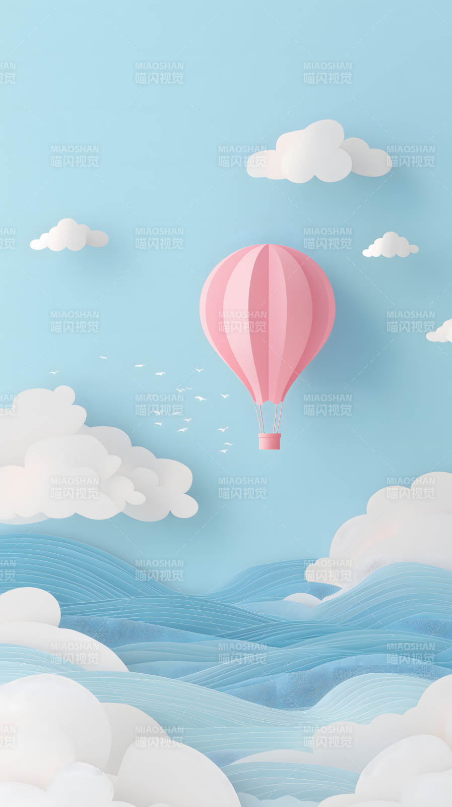 粉色热气球天空风景图片
