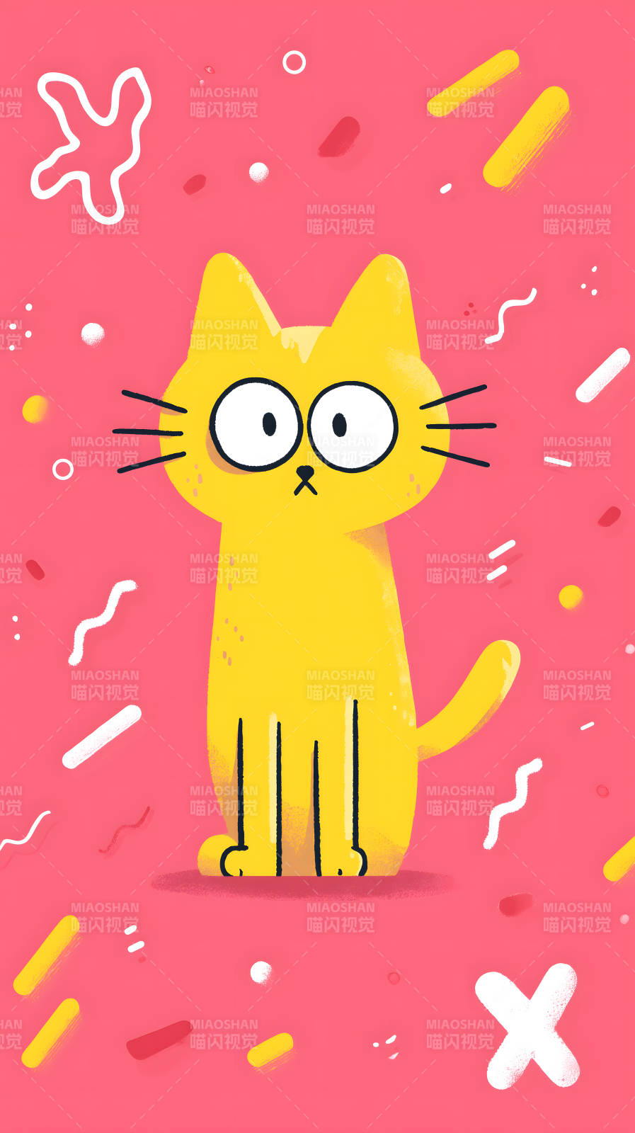 可爱黄猫粉色背景图片