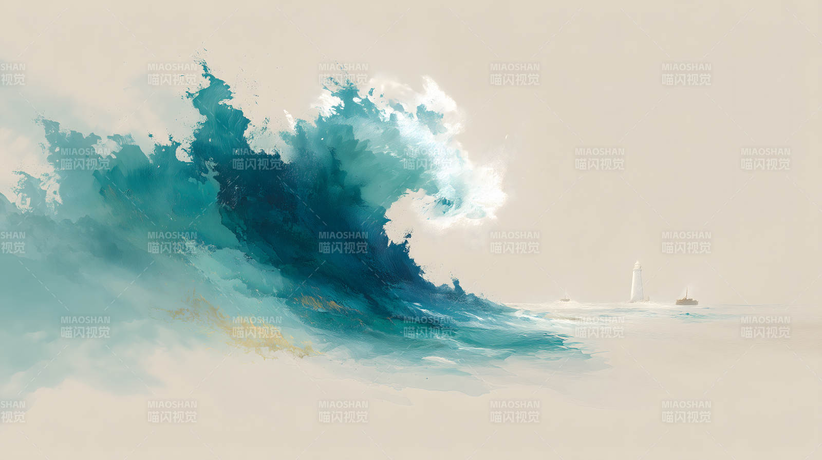 巨浪拍岸灯塔屹立图片