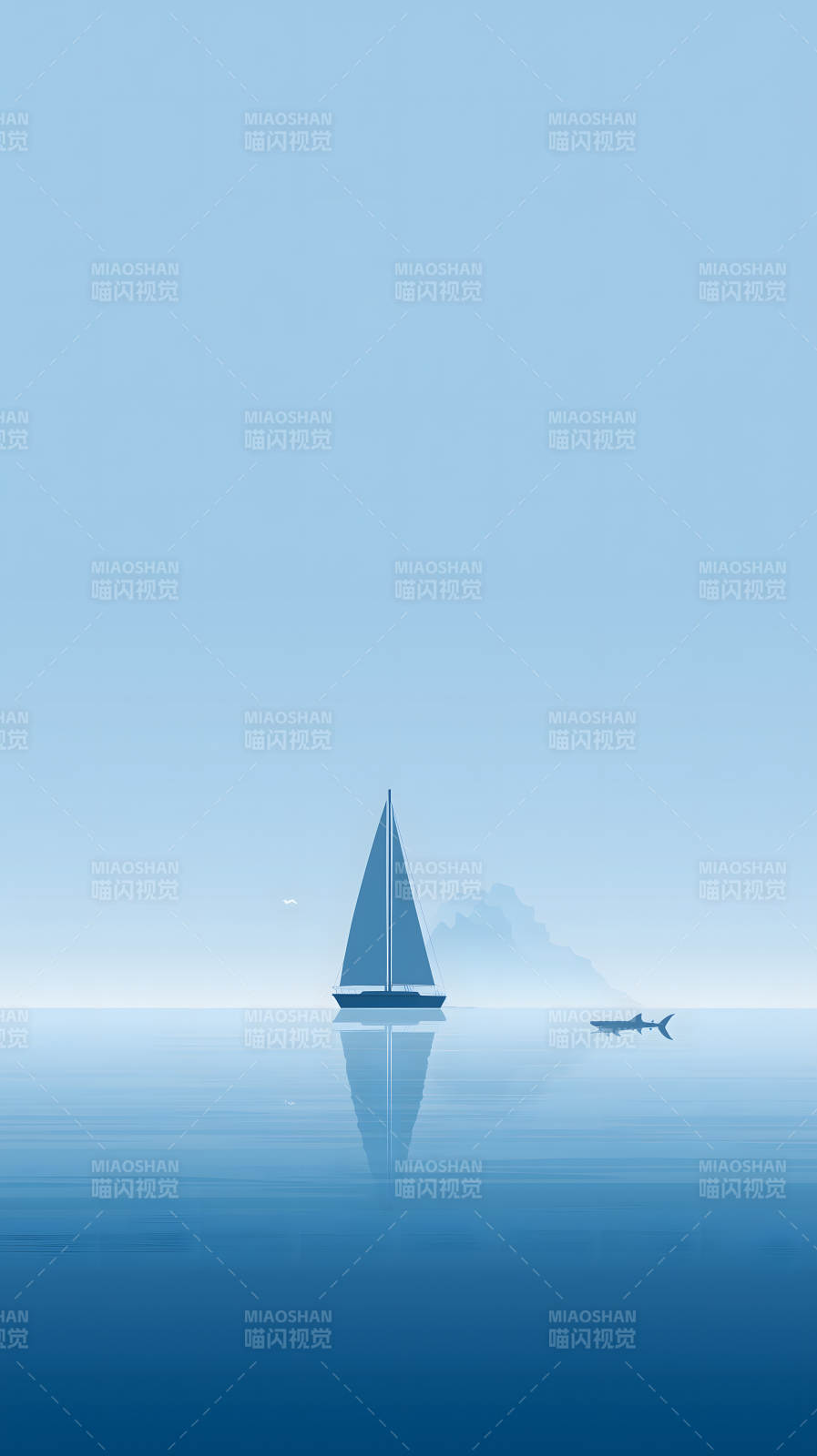 蓝海孤帆鲨鱼图片