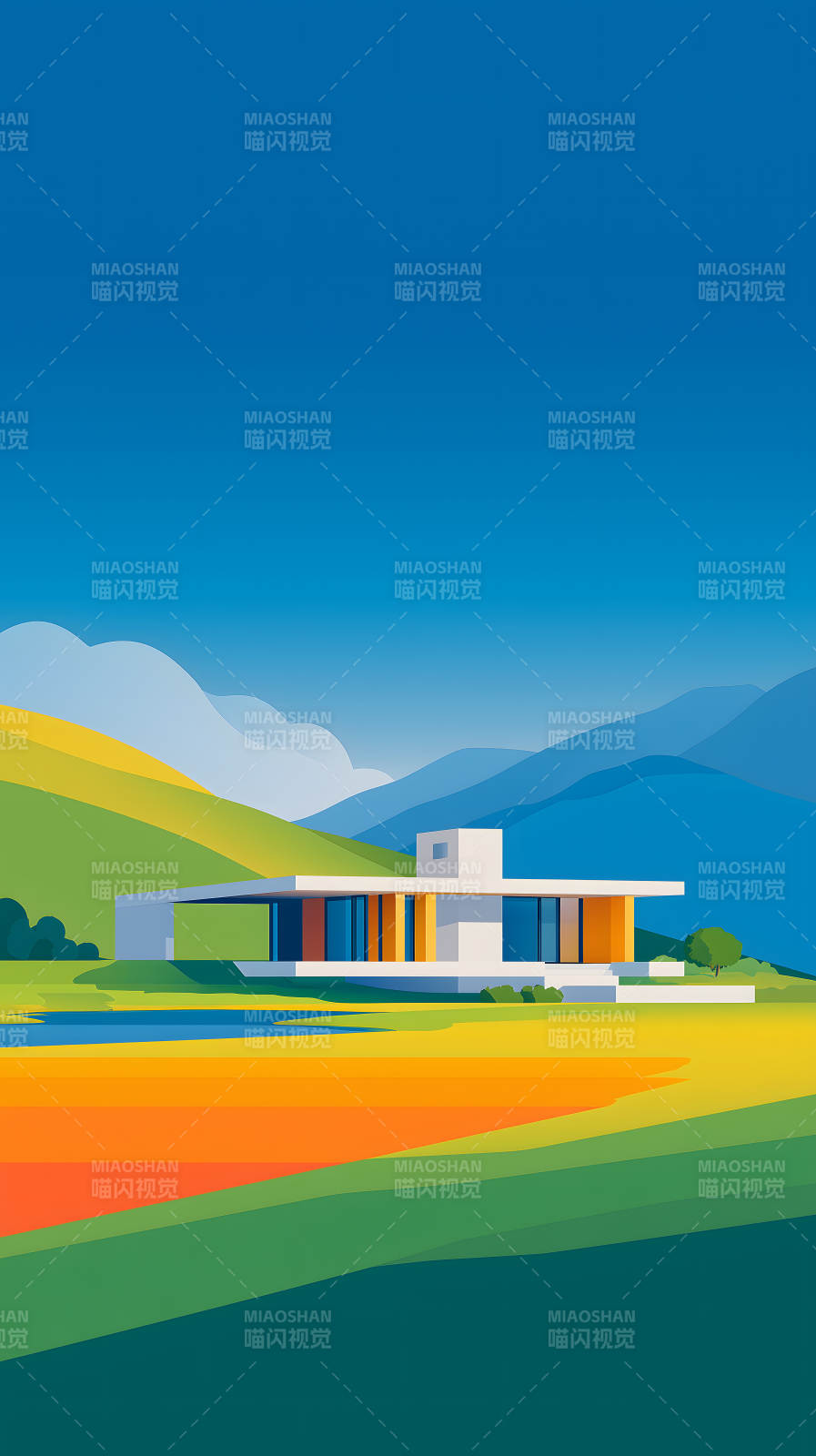 现代简约风格风景画图片