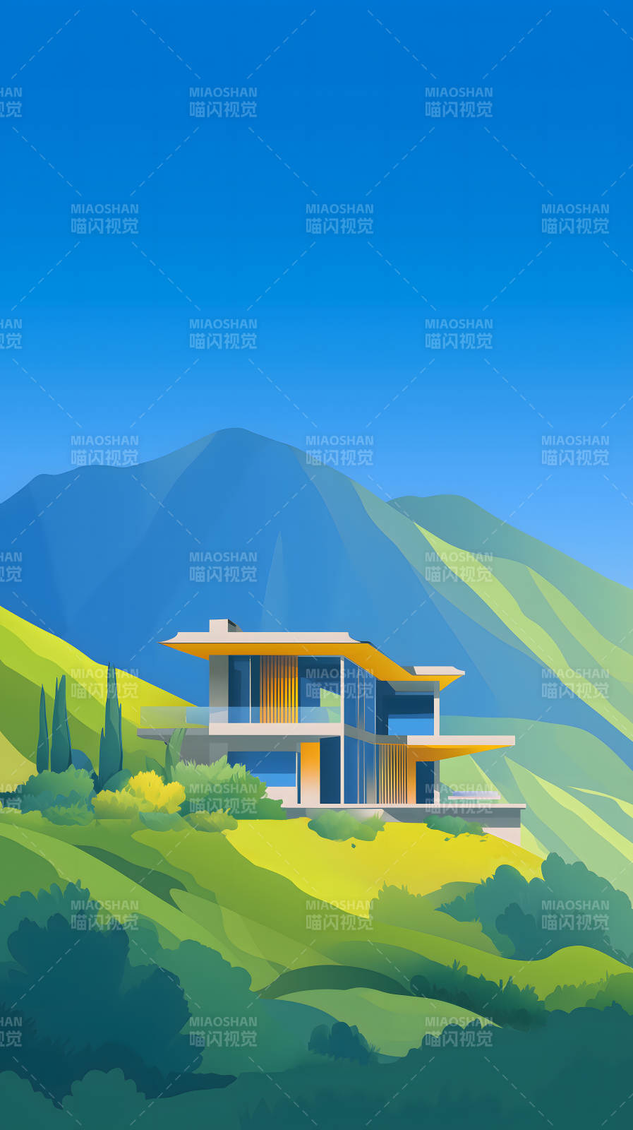 山间别墅风景秀丽图片