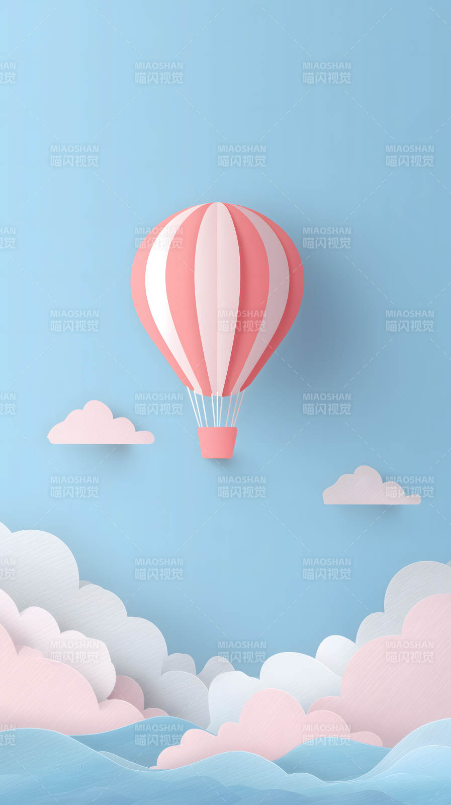 粉色热气球飞翔天空图片