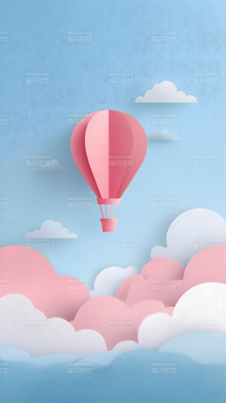粉色热气球在蓝天图片