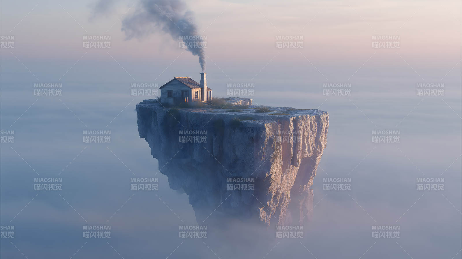 孤屋耸立雾海之上图片