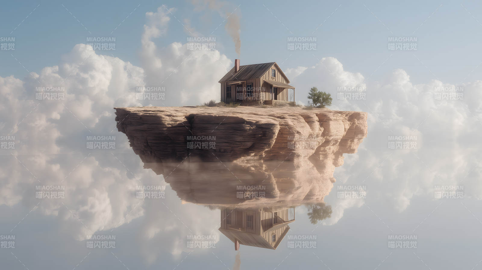 浮岛木屋与云图片