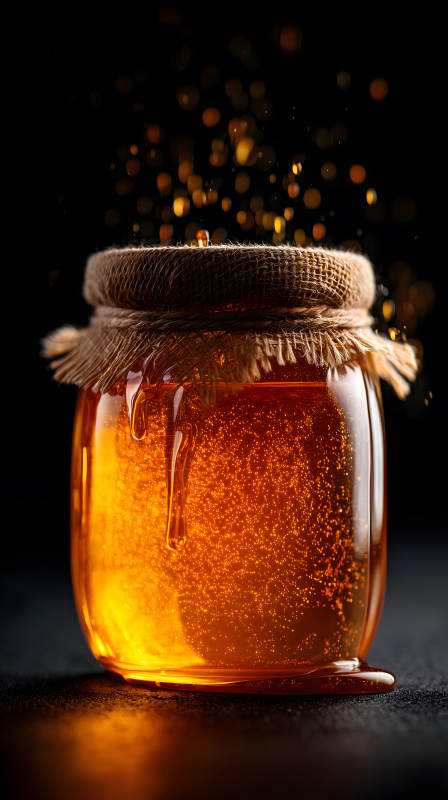 蜂蜜罐头特写光影迷人图片