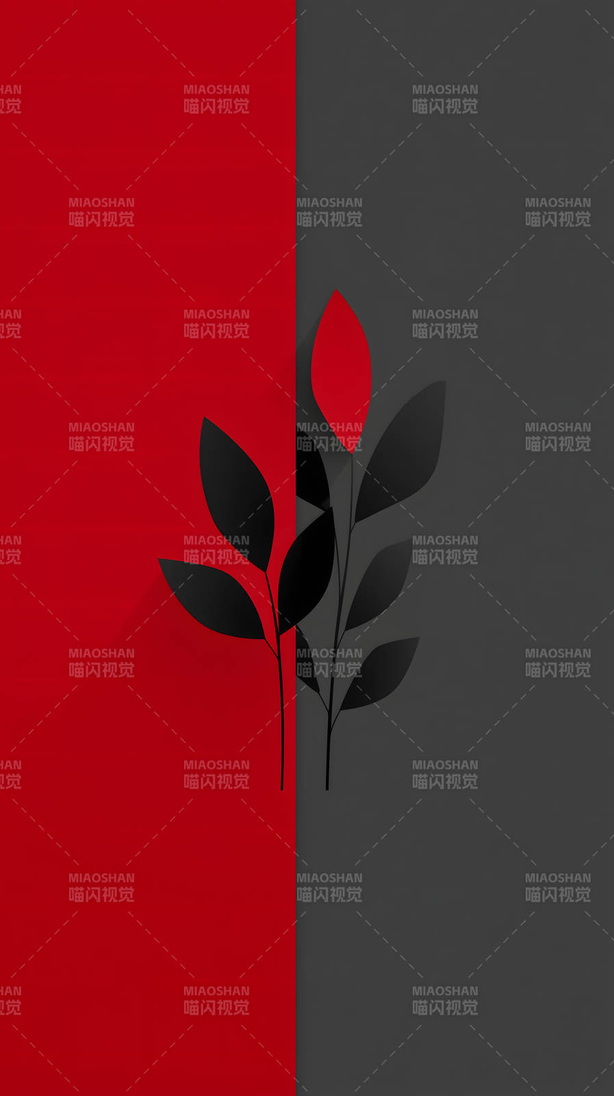 红黑简约叶片图片