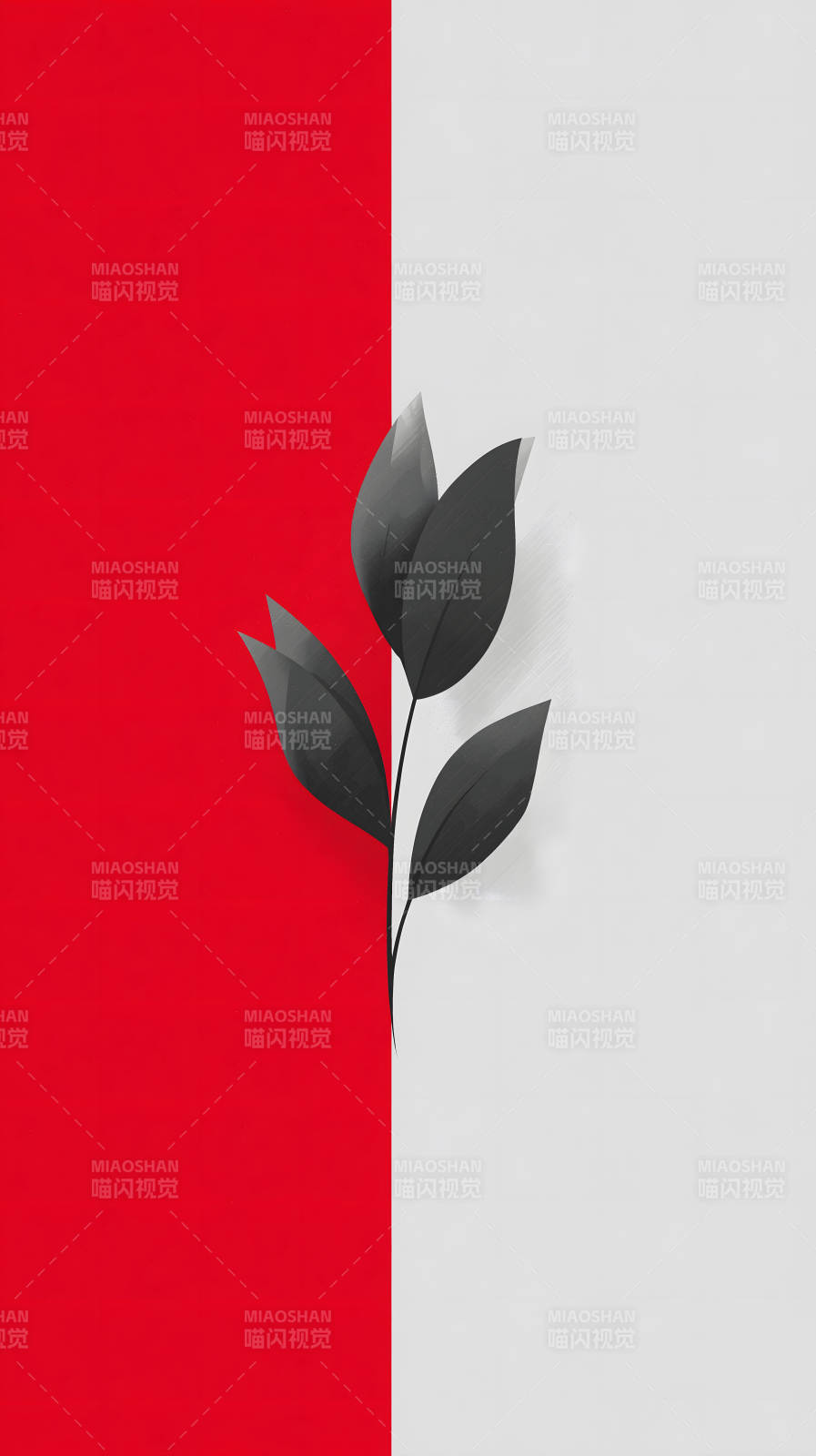 红白花朵简约图图片