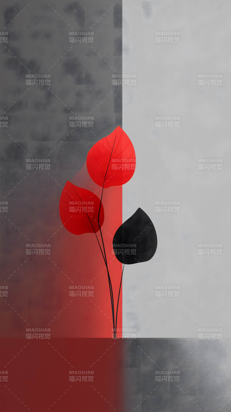 红叶黑叶抽象画图片