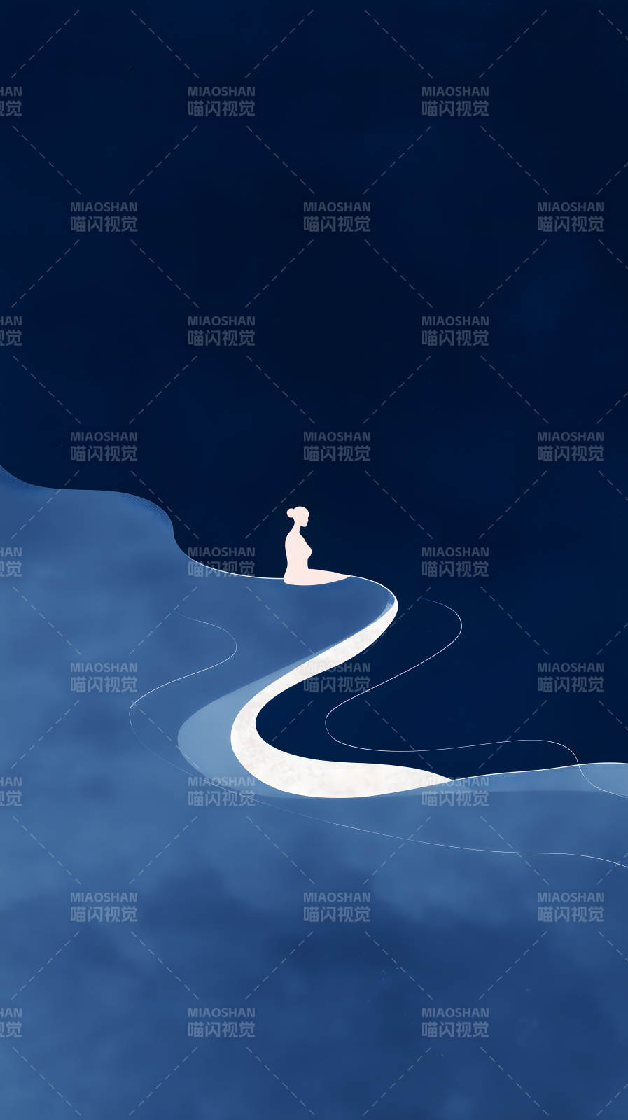 夜空冥想美人沉思图片