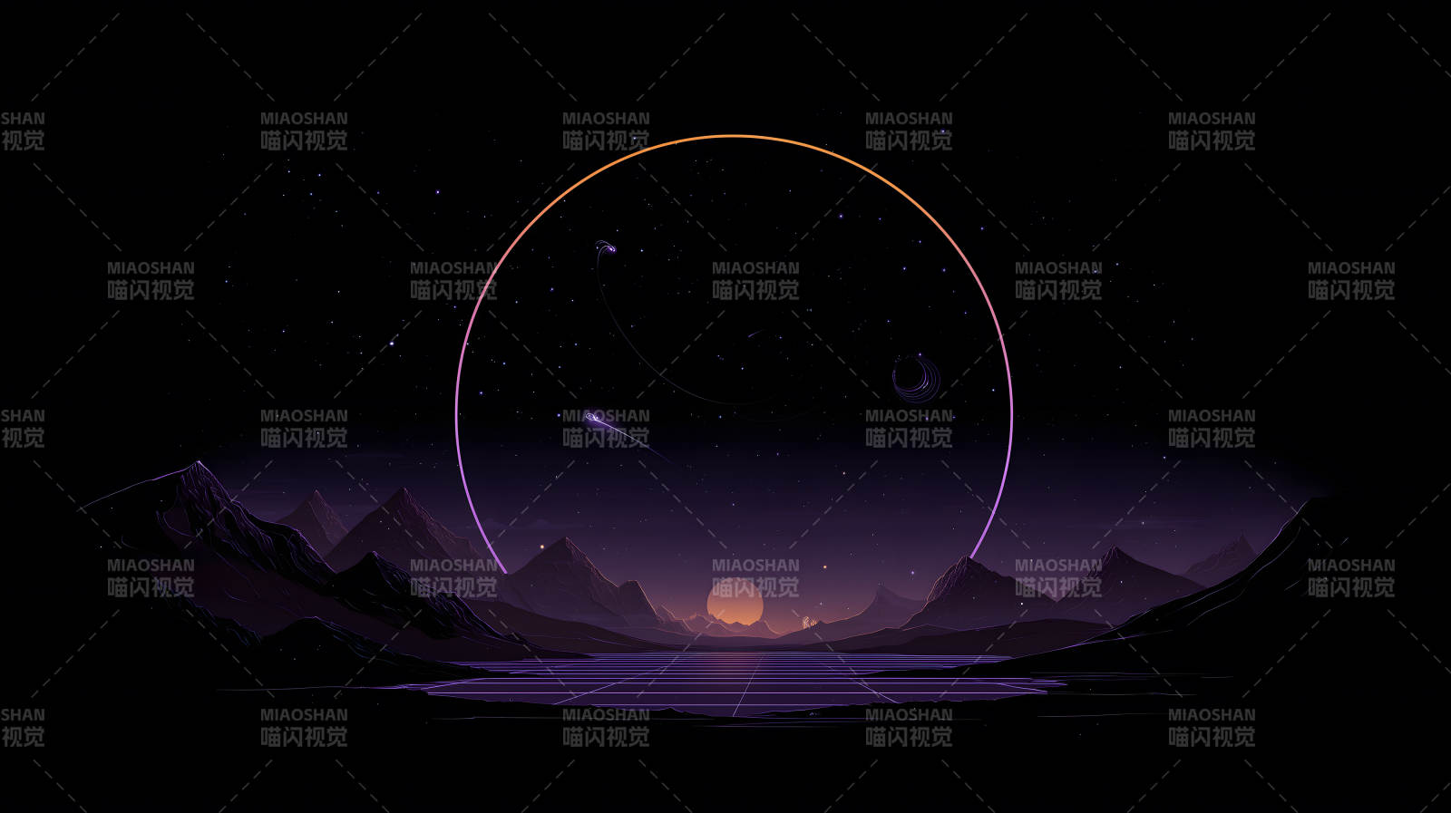 宇宙星空下的静谧风景图片