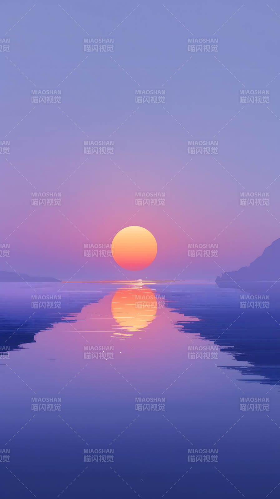 落日湖面美景图片