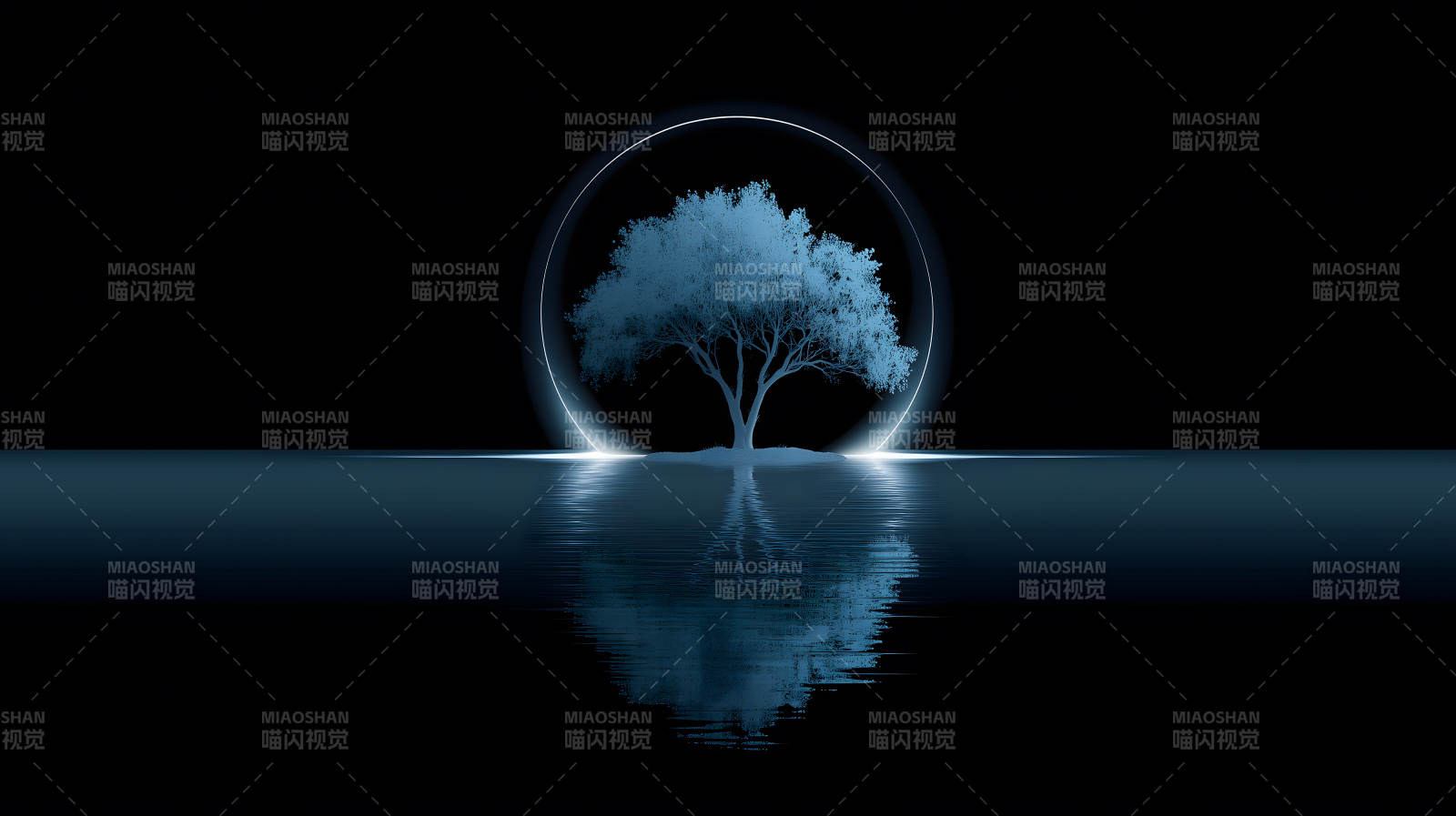 树影水中倒影神秘意境图片