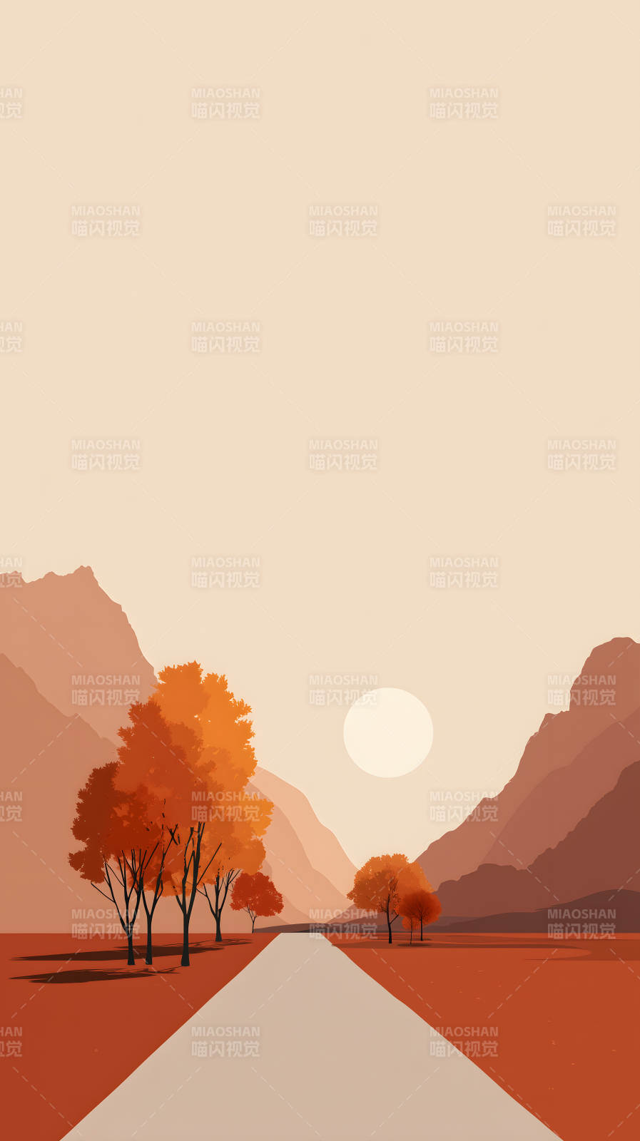 秋日山景道路图片