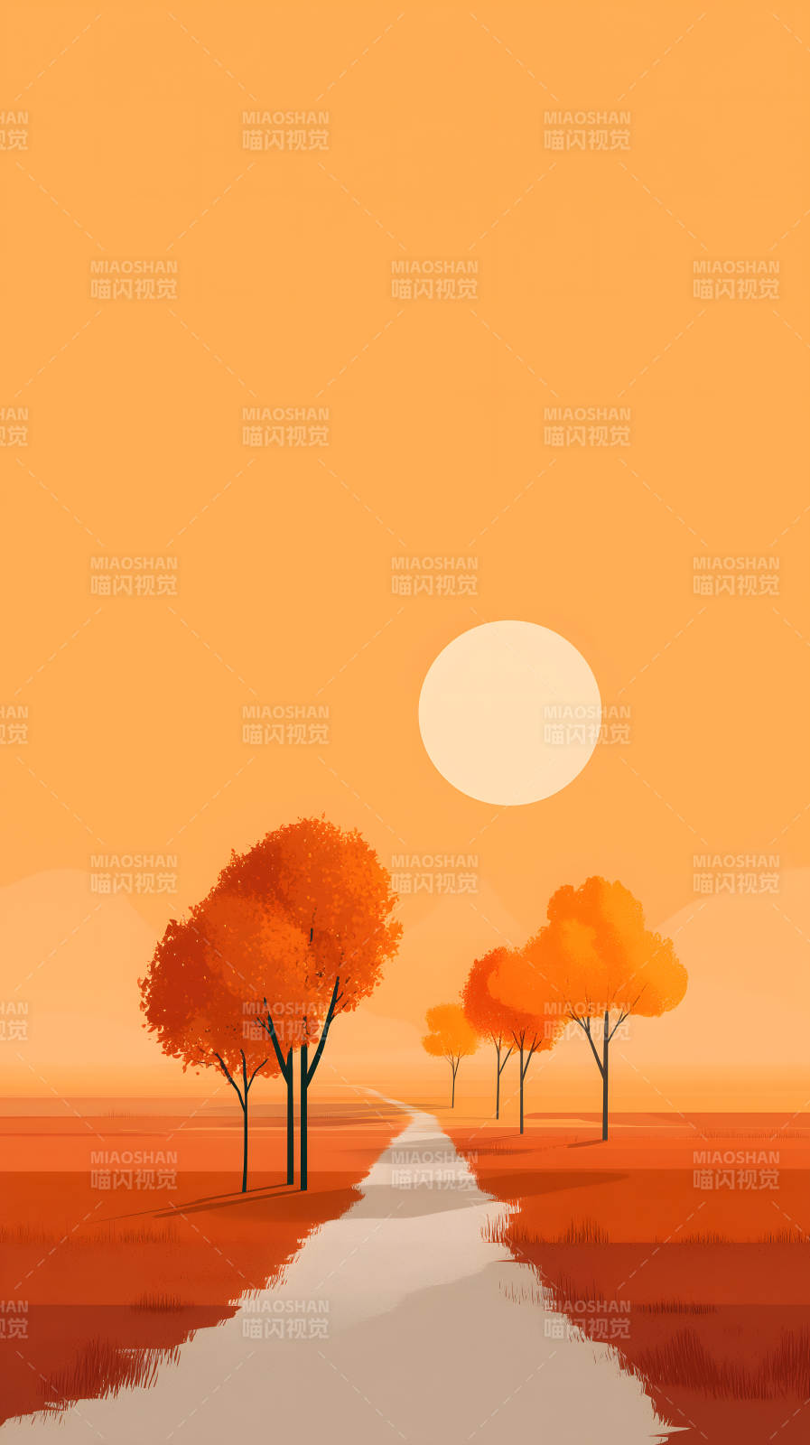 秋日暖阳树影婆娑图片