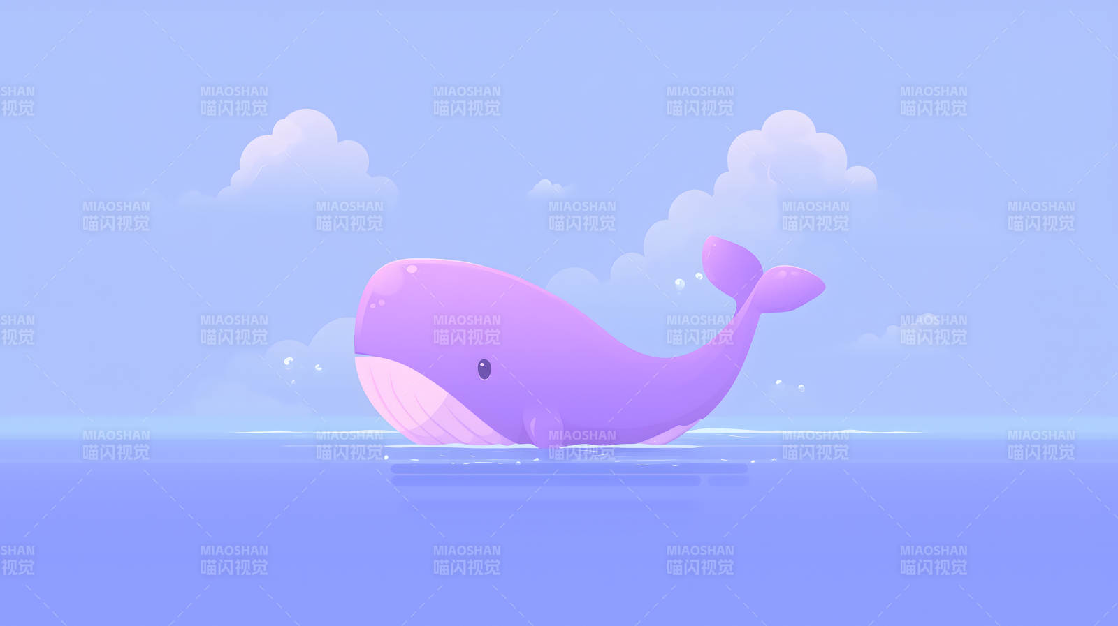 紫鲸戏水蓝天白云图片