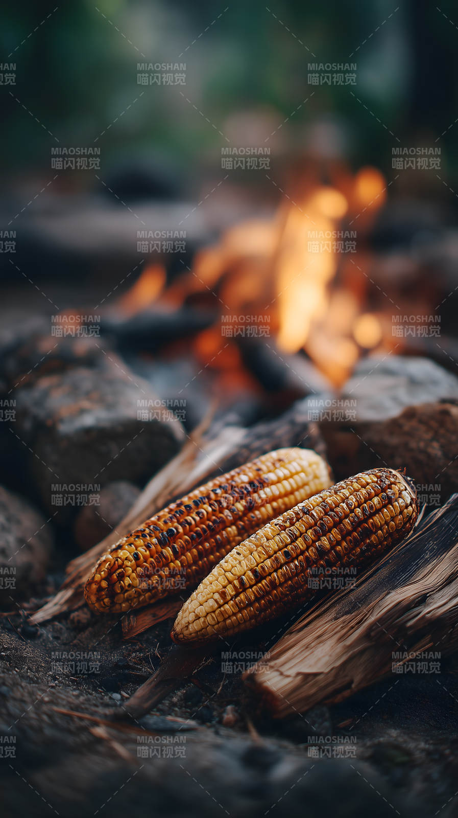 烤玉米篝火美食图片