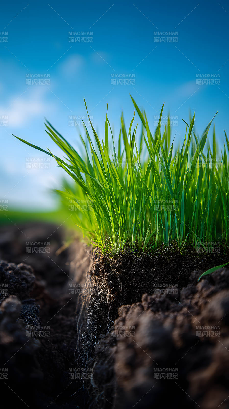 绿草土壤蓝天图片