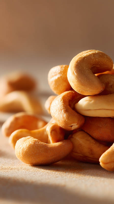 堆叠的腰果特写美味诱人图片