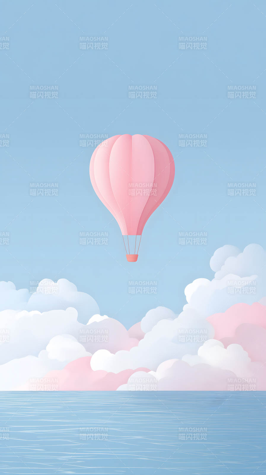 粉色气球升空蓝天图片