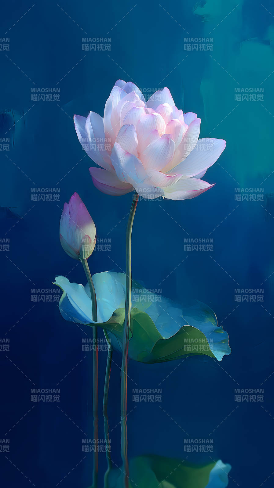 莲花绽放水墨意境图片