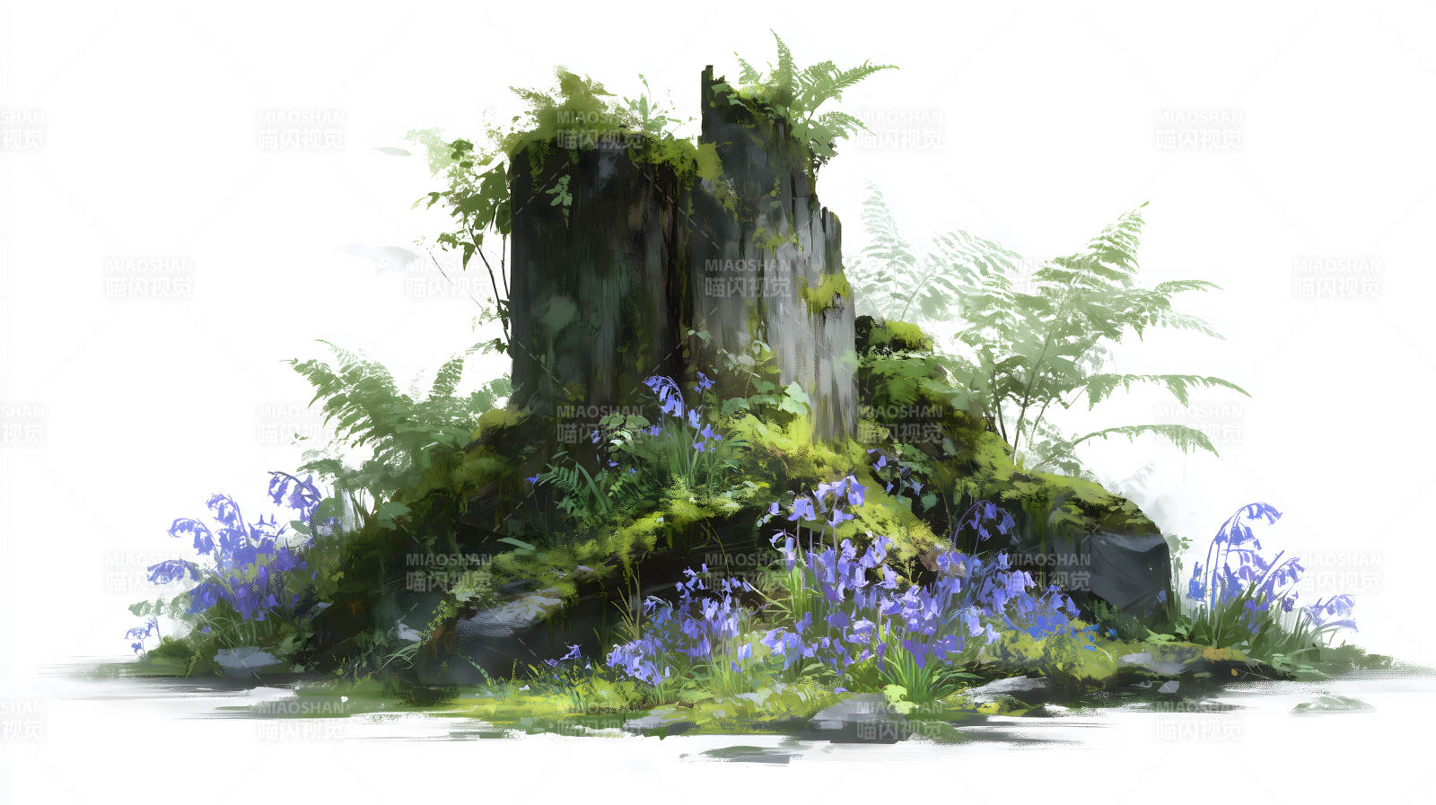 朽木与野花盛开图片