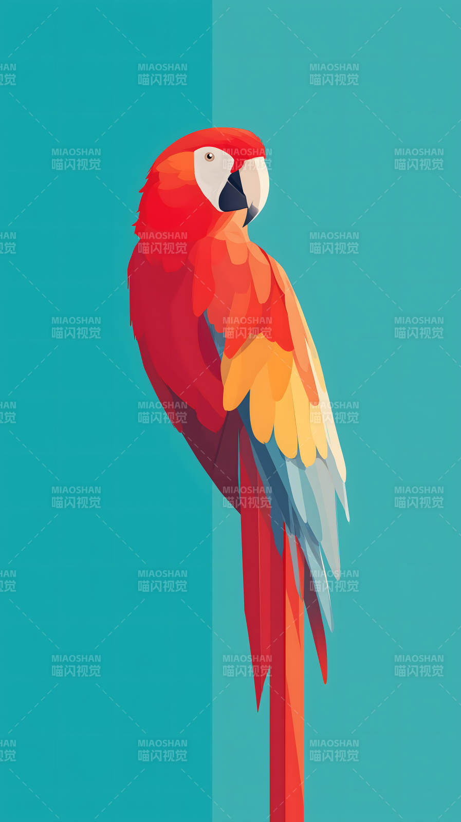 红鹦鹉在蓝背景上图片