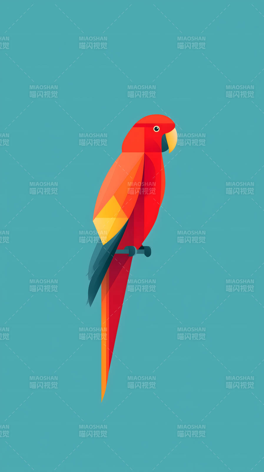 几何鹦鹉静止于蓝图片