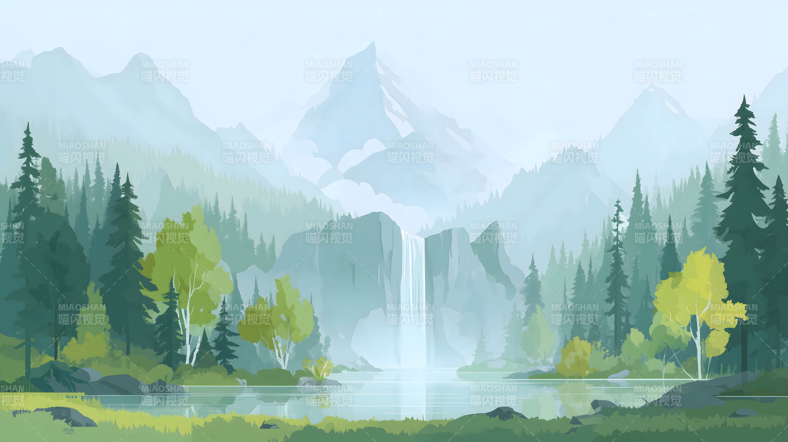 山水瀑布风光旖旎图片