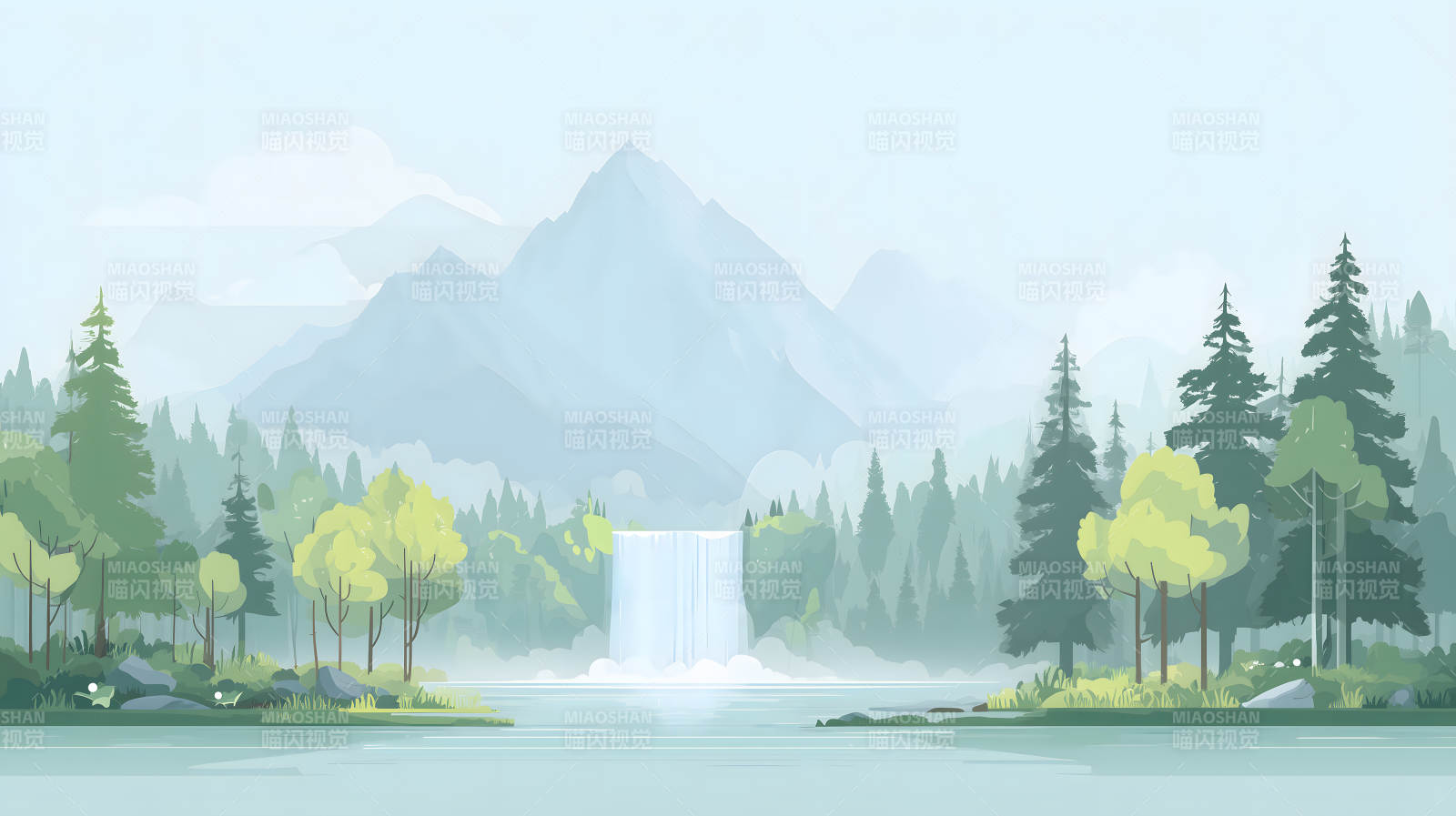 山水风光绘画风景图图片