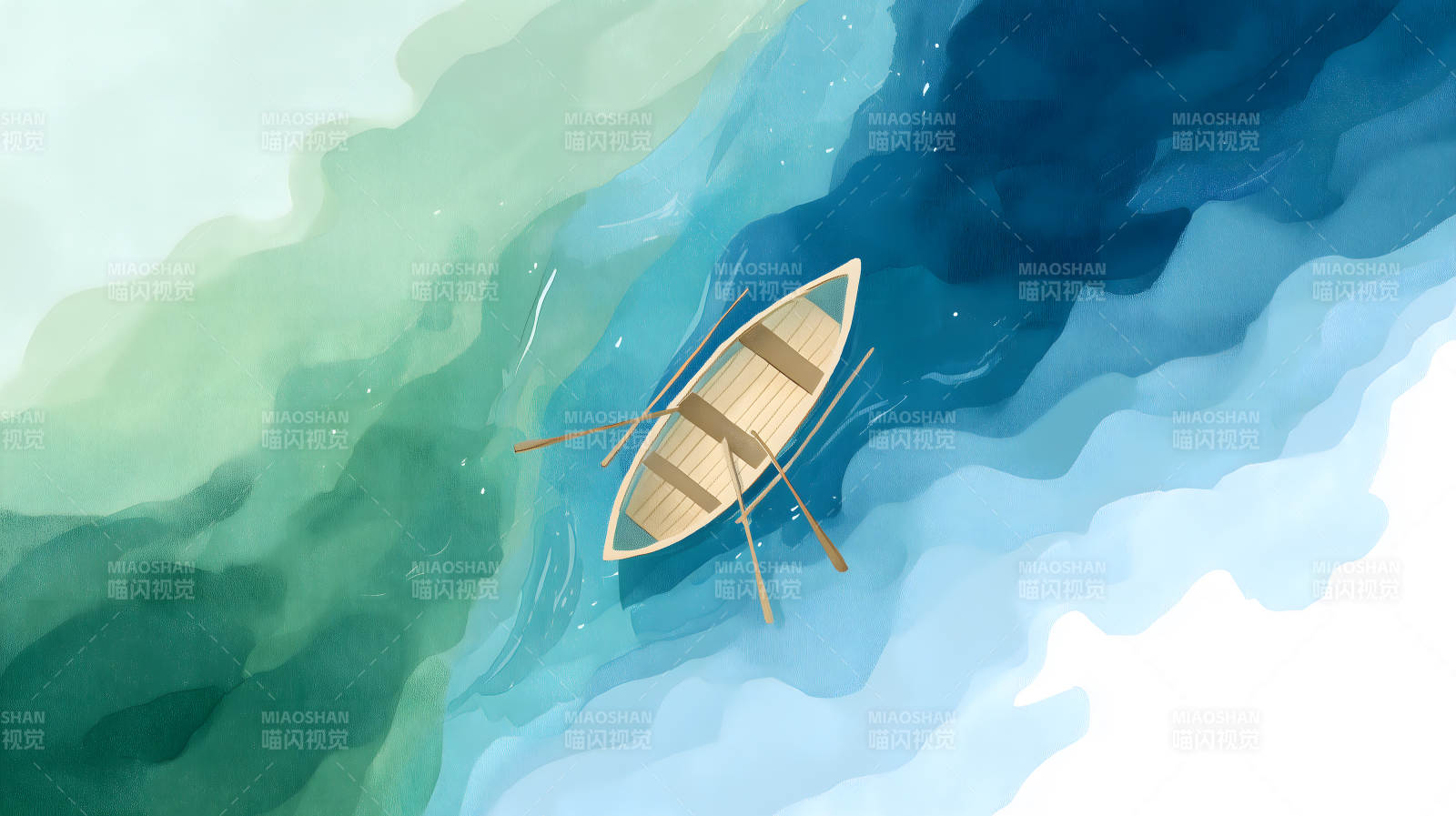 小舟漂浮水面图片