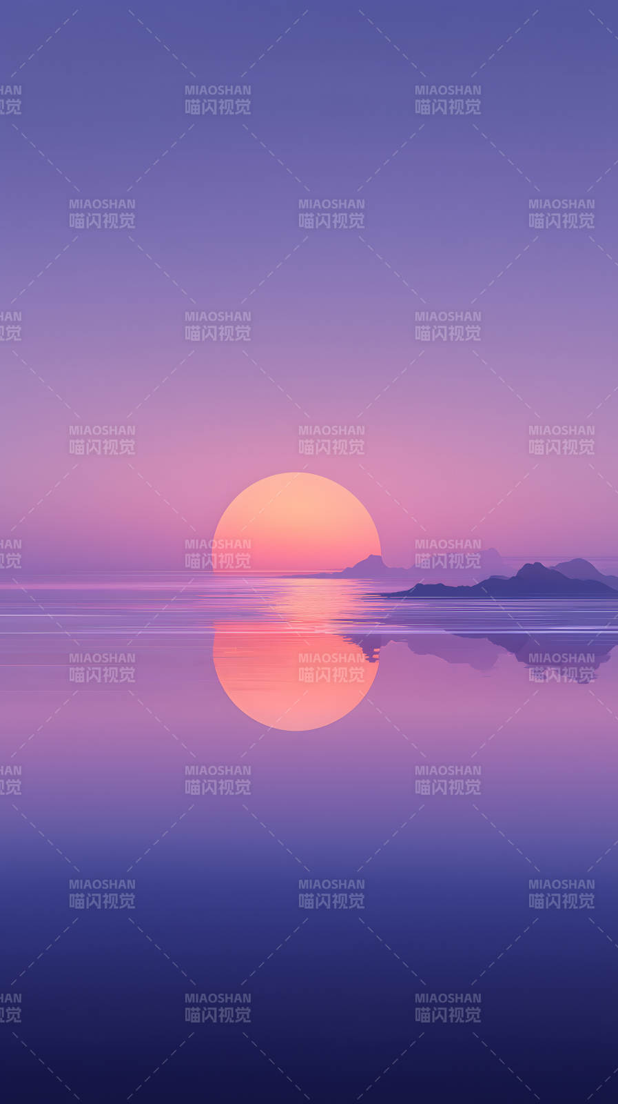 落日余晖湖面美景图片