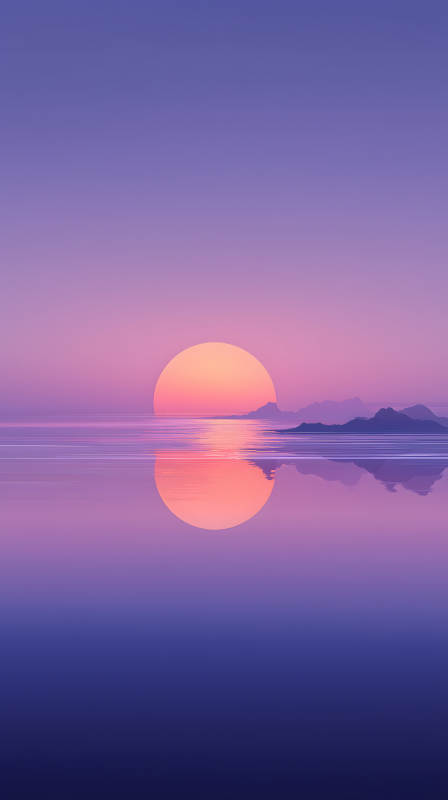 落日余晖湖面美景图片