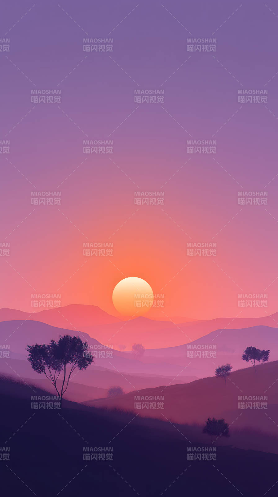 唯美夕阳山景图片