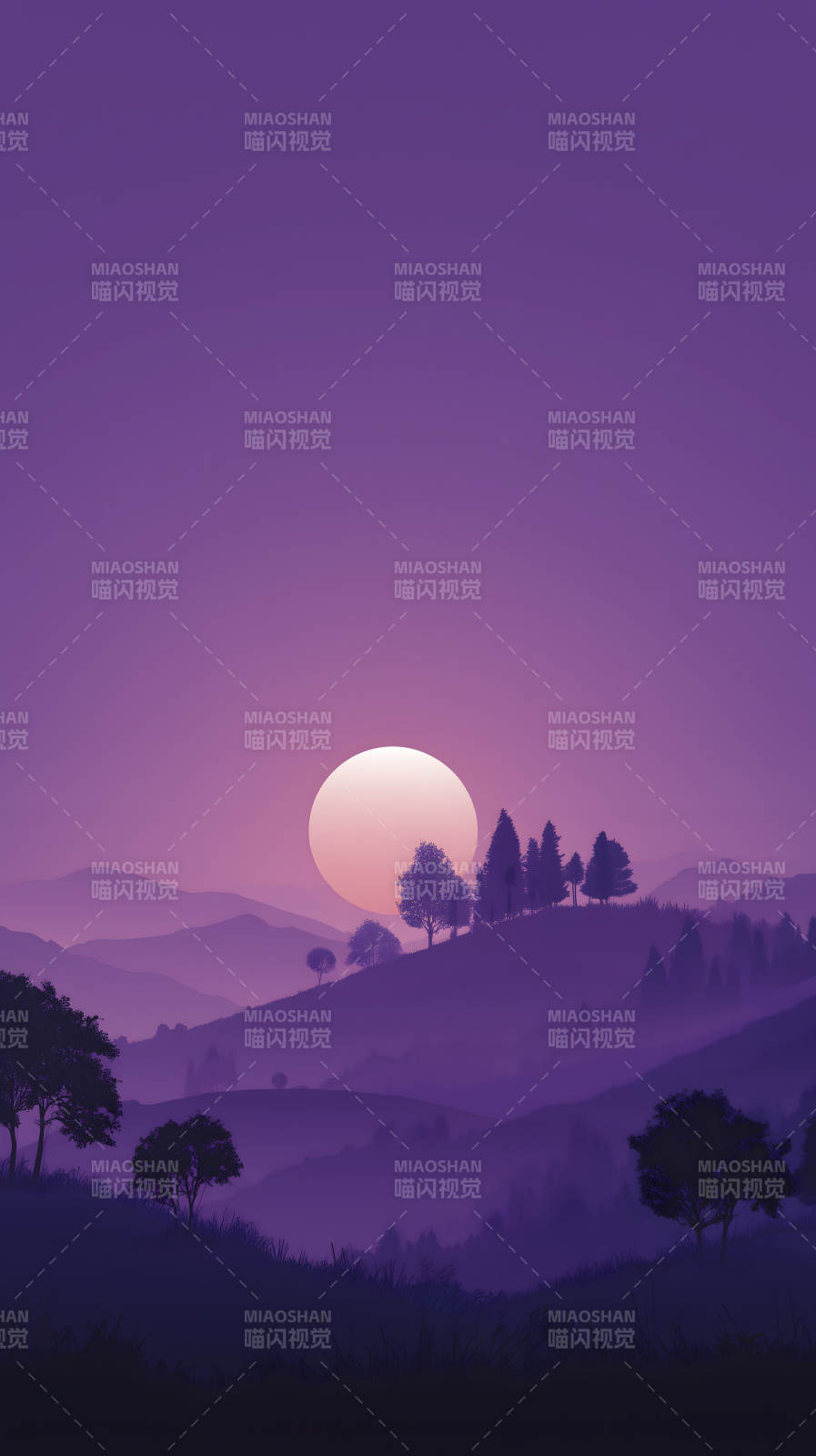 紫霞山峦夕阳无限好图片