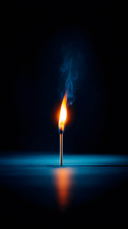 燃烧的火柴释放光芒图片