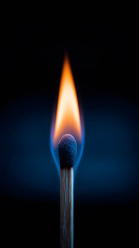 燃烧的火柴特写图片