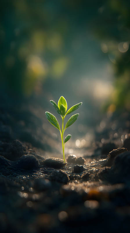 嫩芽破土生机勃勃图片