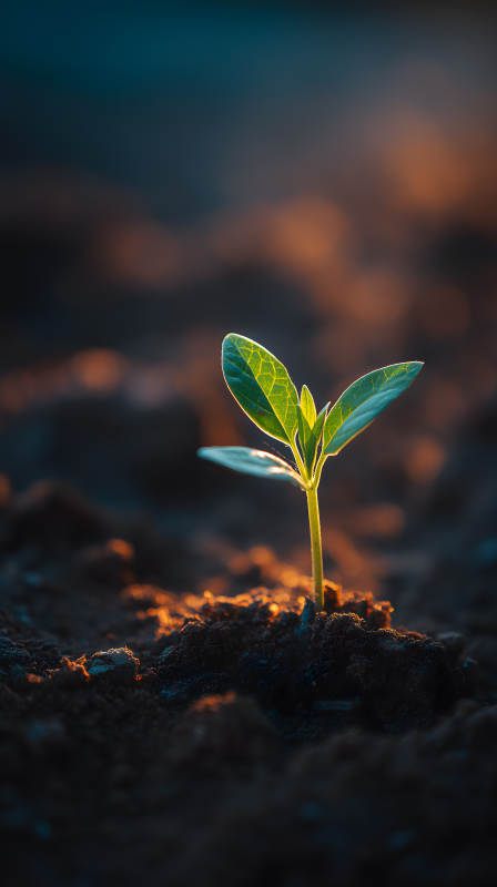 嫩芽破土而出生机勃勃图片